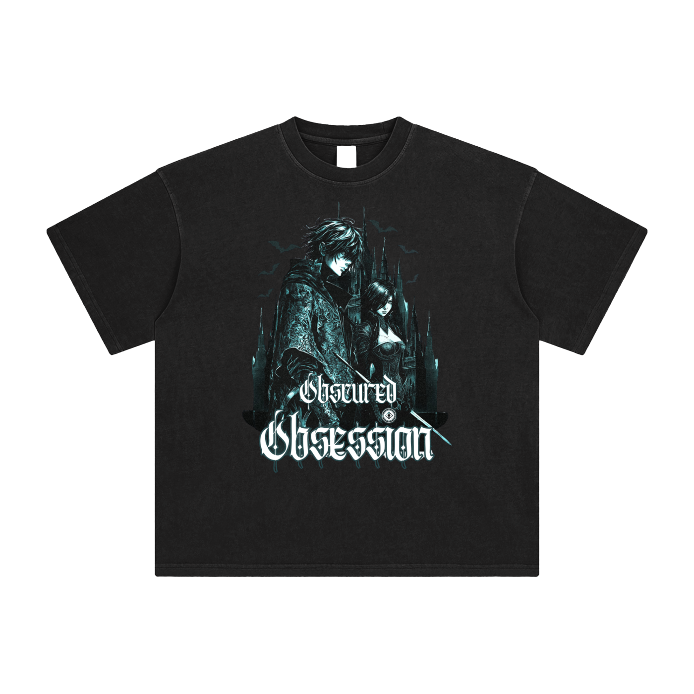 (Black) Enzyme Washed Anime T-Shirt