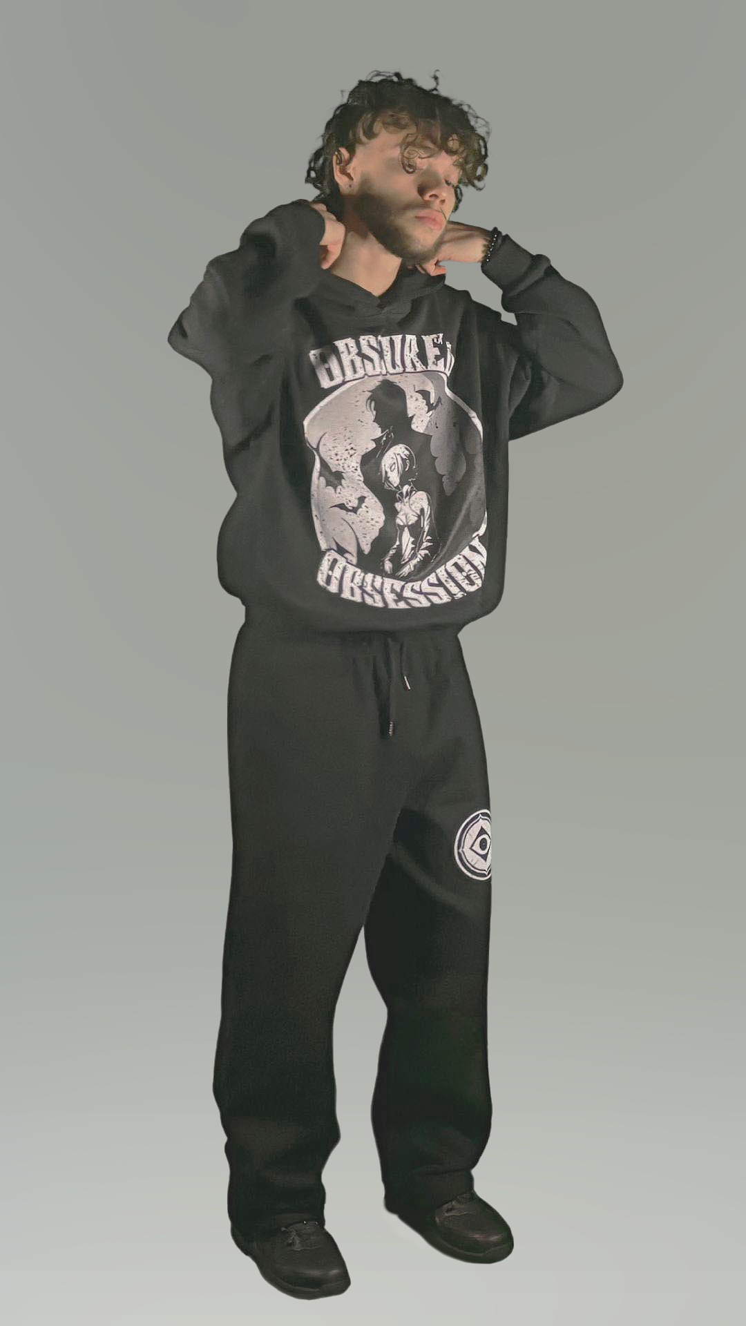 (Black) Loose fit Athletic Logo Sweats